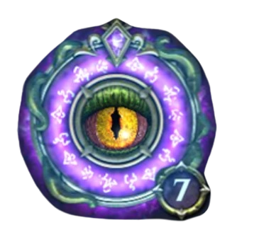 The Eye of Cthulhu in a purple ring with the number 7